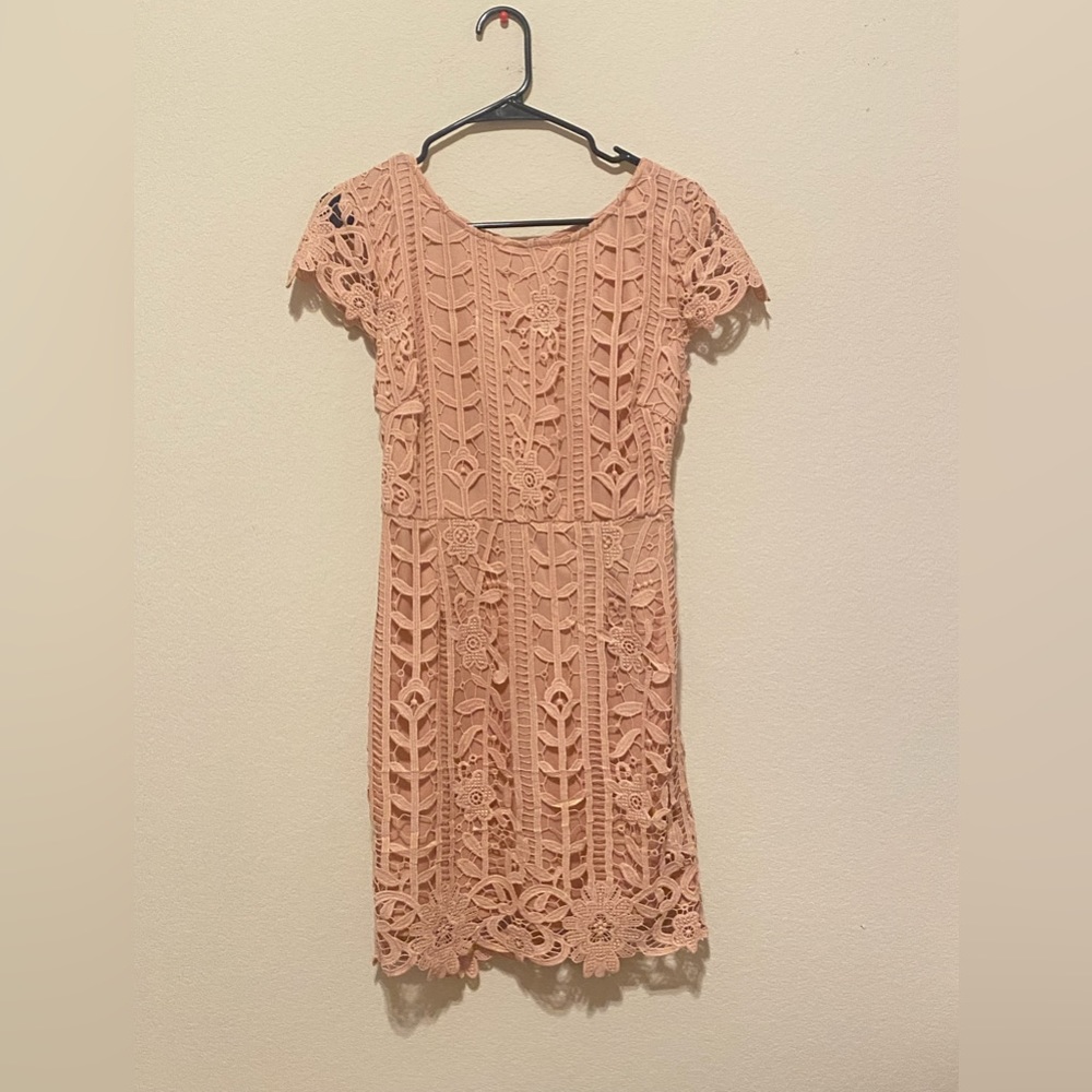 Pink Lace Detail Dress